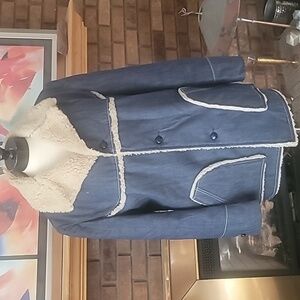 Cooper Designer Outerwear size 42 mens denim sherpa lined chore barn coat